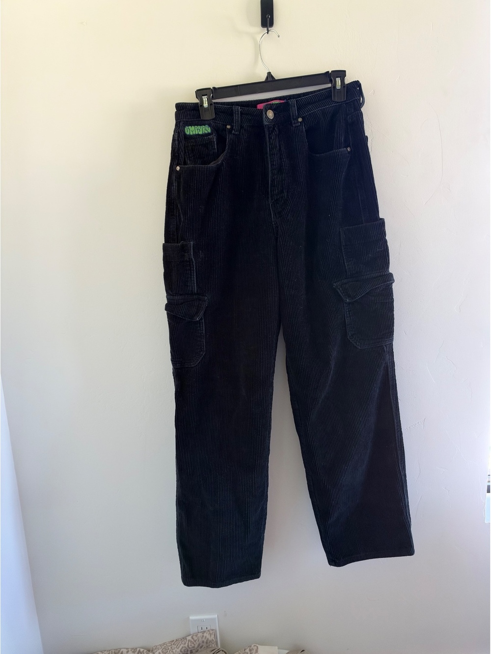 Empyre Black Corduroy Carpenter Cargo Pants Size 6 Baggy Skater Y2K